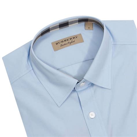 camicia burberry uomo celeste